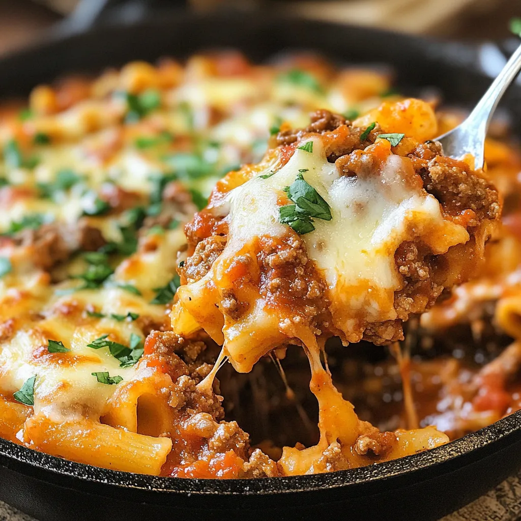 Nahaufnahme Beef Lombardi Auflauf