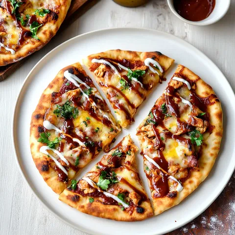 BBQ-Hähnchen-Naanpizza