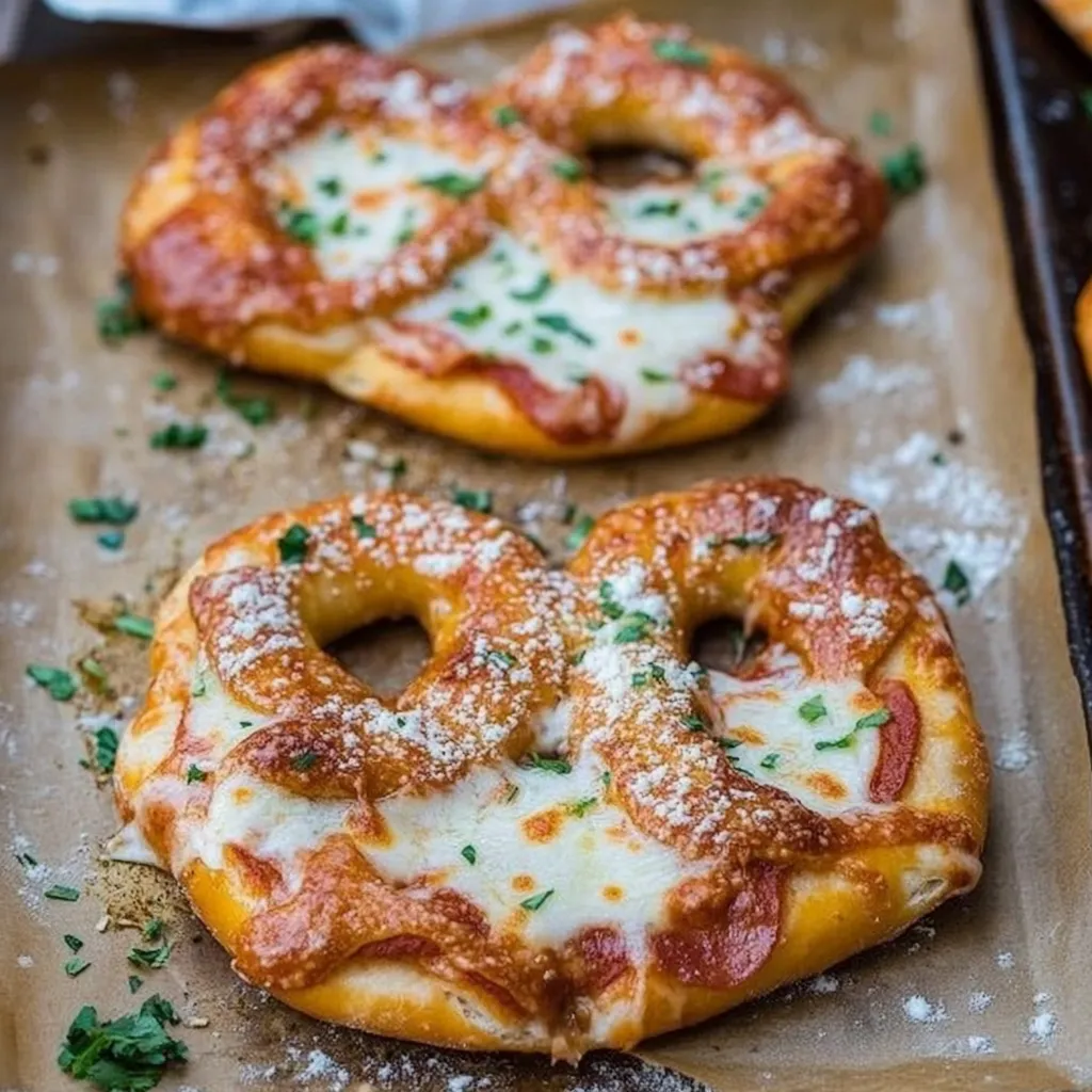 Knoblauchbutter-Salami Pizza-Brezeln hausgemacht