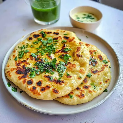 Pfannenbrot gefüllt mit Halloumi – Indisches Naan