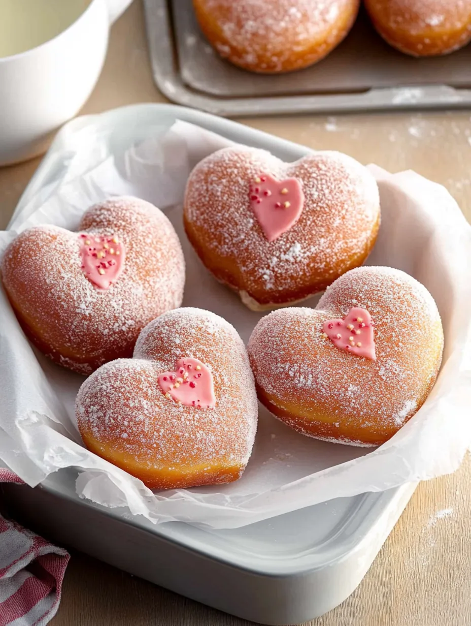Herzförmige Erdbeer-Käsekuchen-Donuts