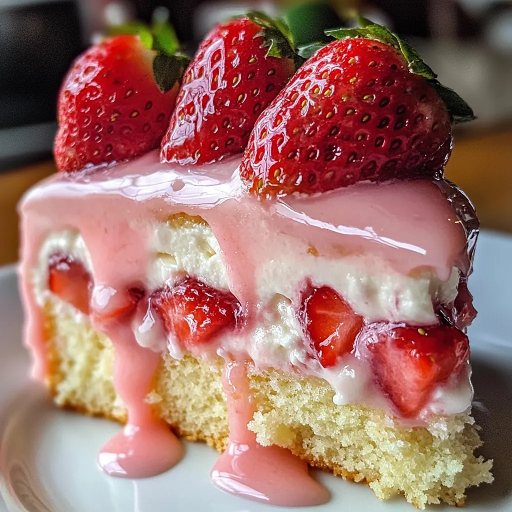 Strawberry Earthquake Cake Nahaufnahme