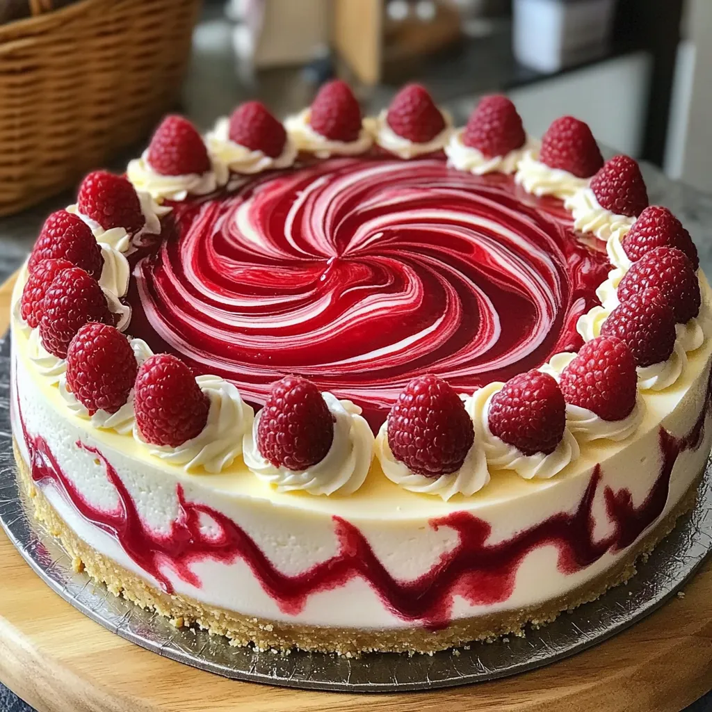 Weiße Schokolade Himbeer Swirl Cheesecake