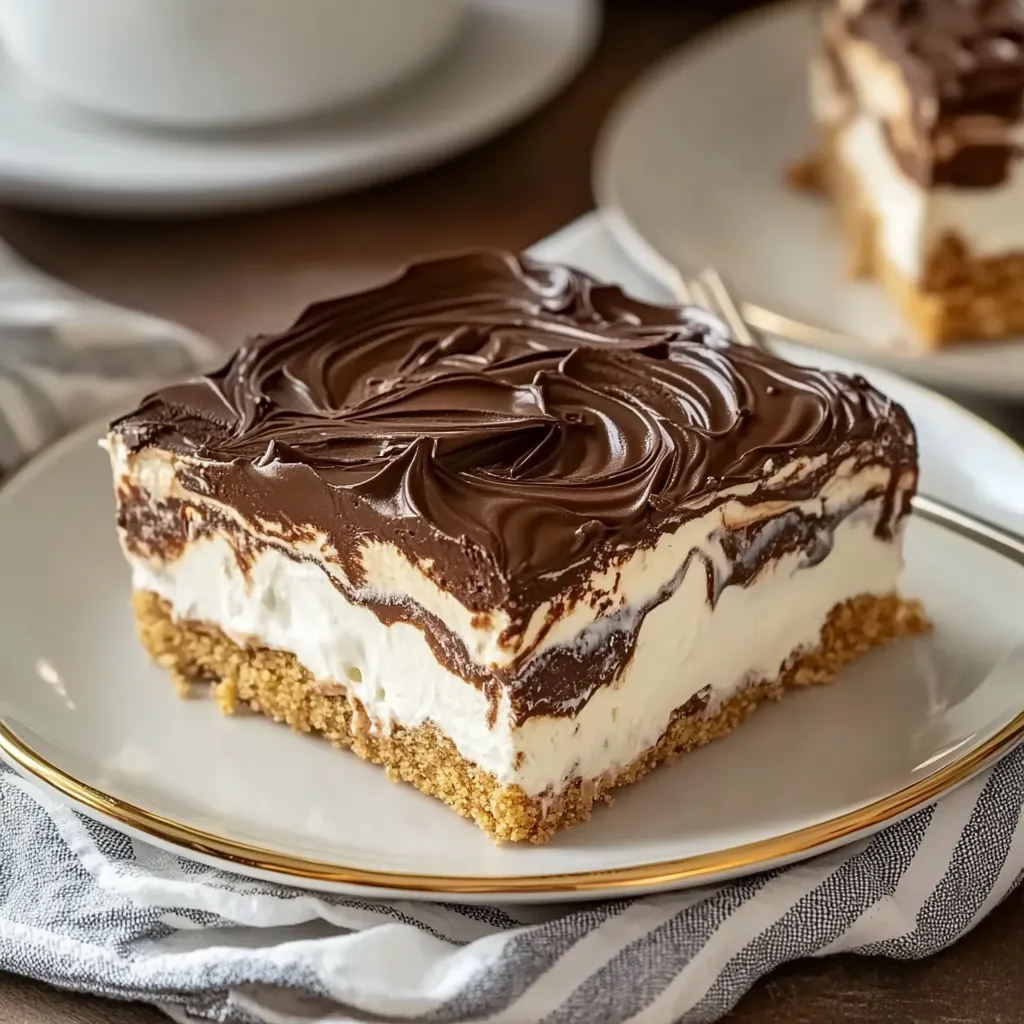 Nahaufnahme Schoko-Eclairkuchen ohne Backen