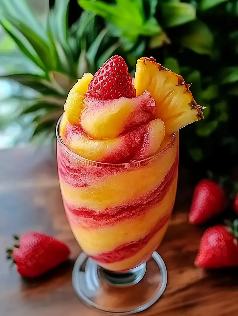 Ananas-Erdbeer Swirl Slushies selbst gemacht
