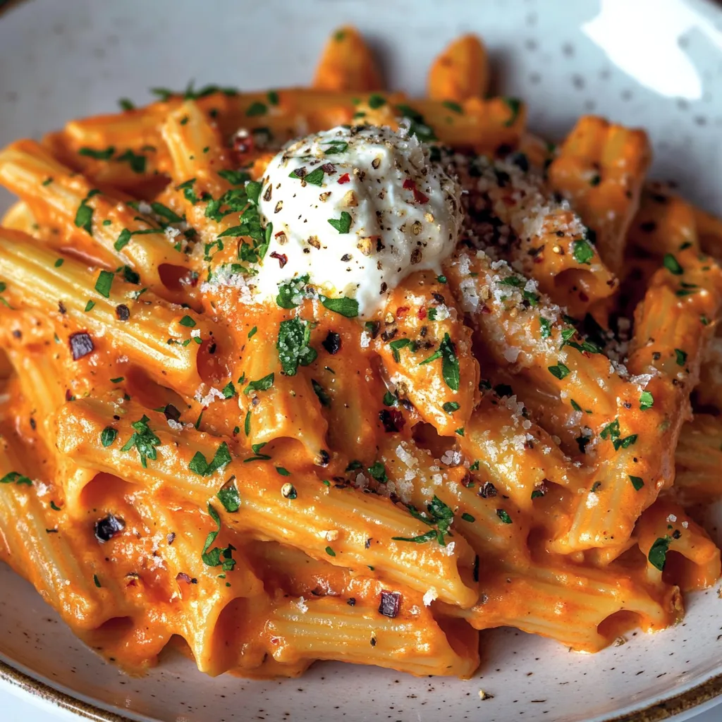 Cremige Tomaten Knoblauch Nudeln
