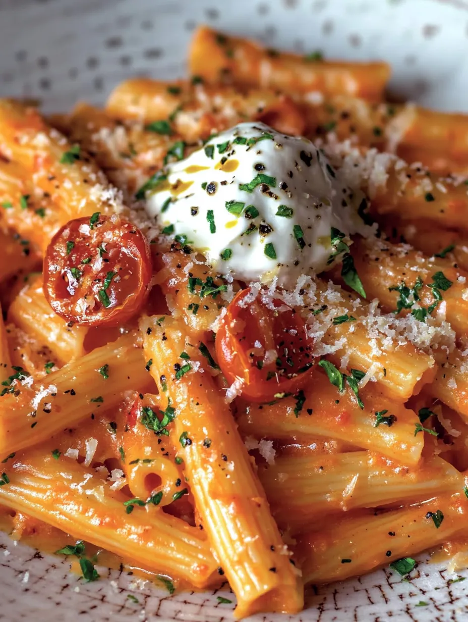 Cremige Tomaten-Knoblauch-Pasta