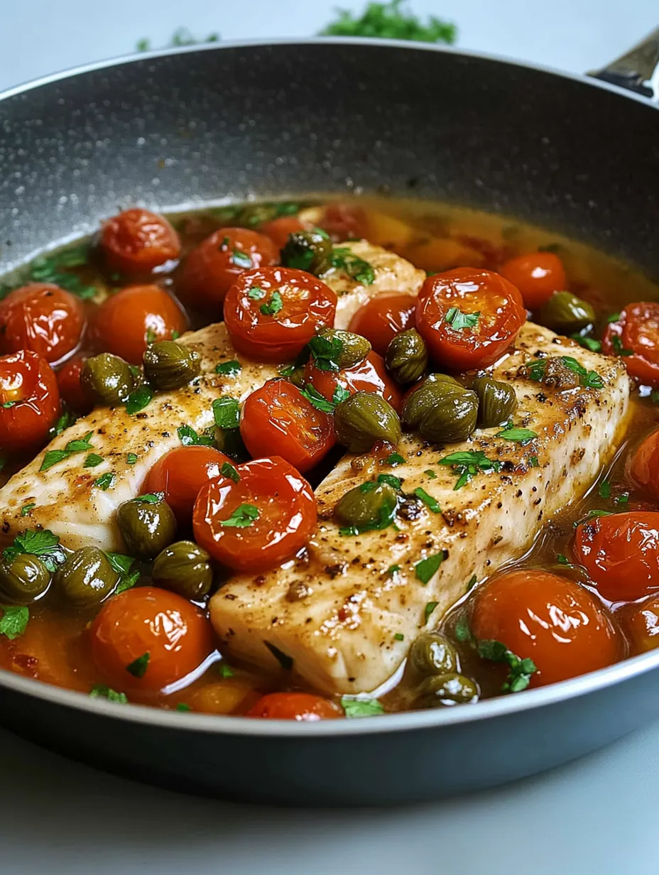 Gebackener Schwertfisch mit Kirschtomaten & Kapern