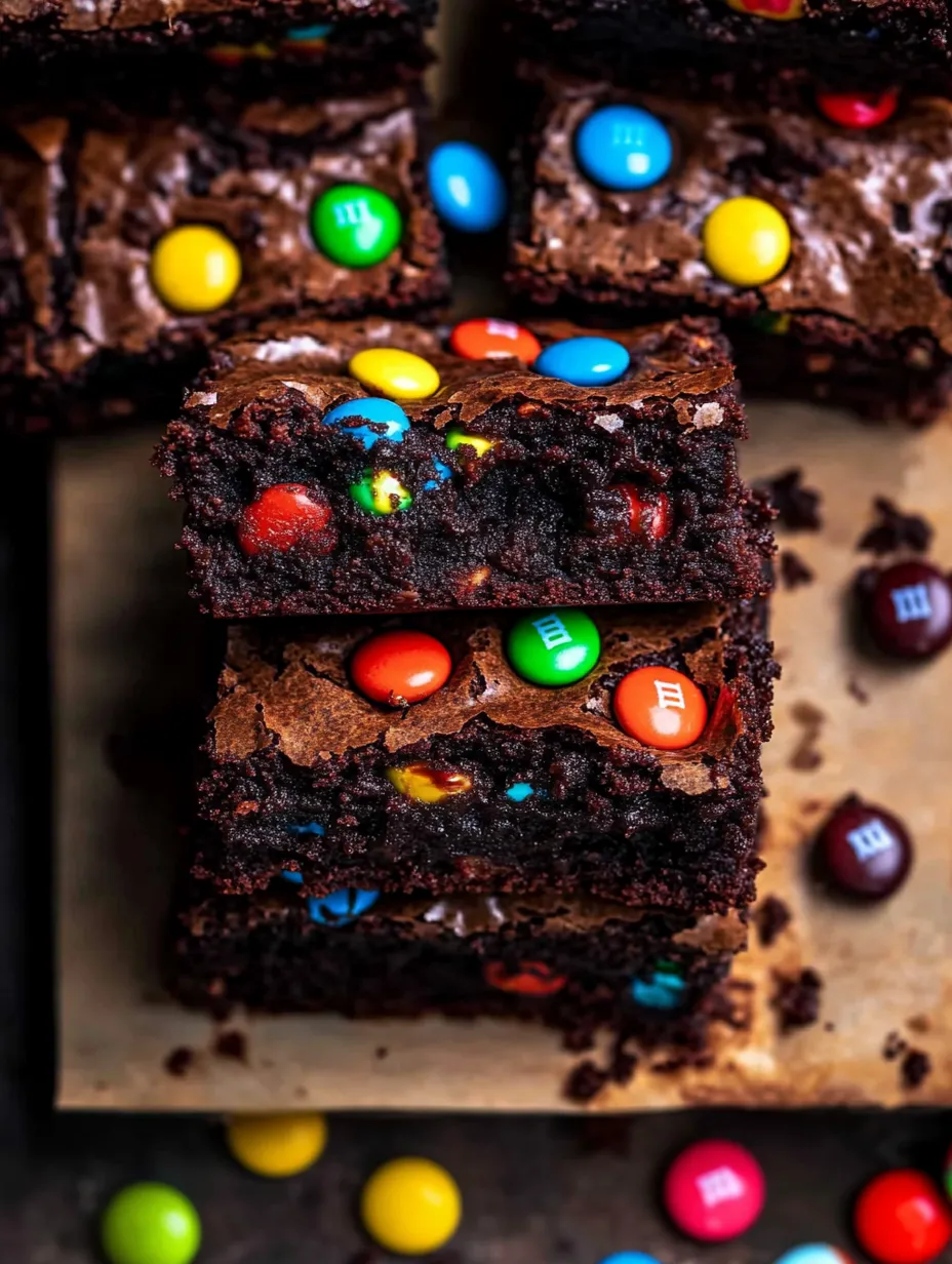 Selbstgemachte M&M Brownies Fudgy