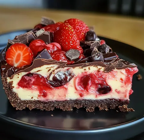 Erdbeer-Schoko-Käsekuchen mit Marmor-Effekt