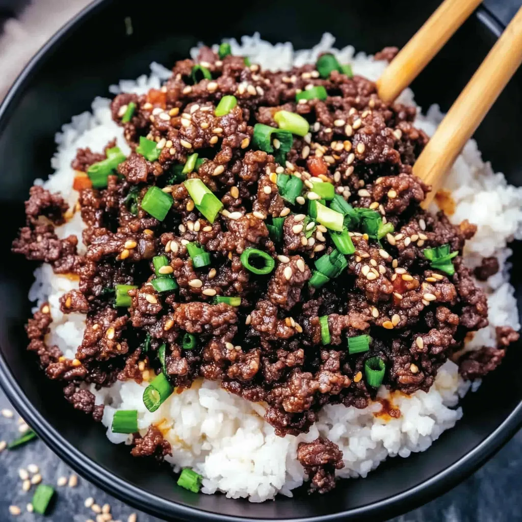 Koreanisches Hackfleisch mit Reis