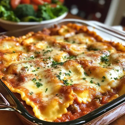 Cremiger Ravioli Auflauf mit Käse
