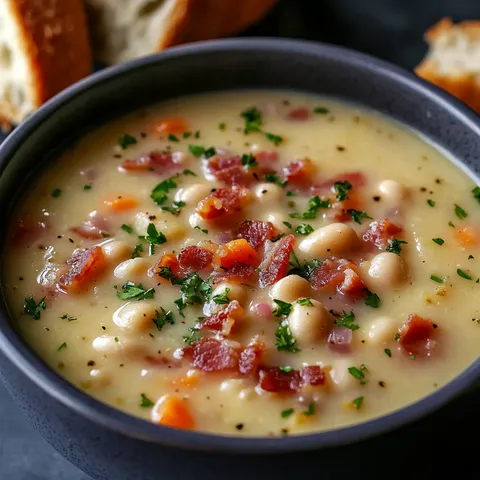 Cremige Bohnensuppe Speck