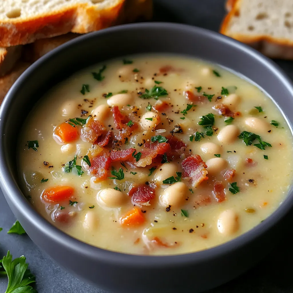 Weiße-Bohnen-Suppe mit Speck