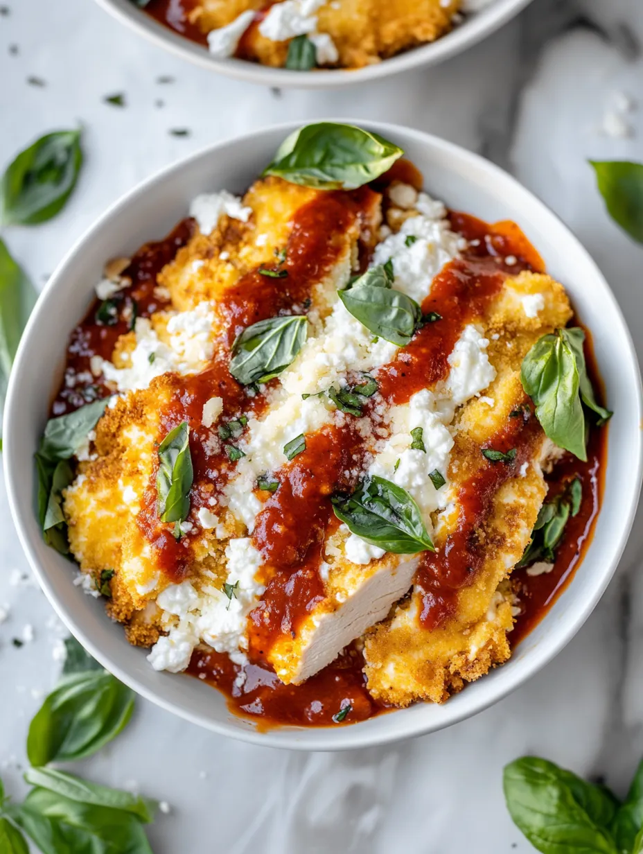 Hähnchen-Parmesan Hüttenkäse Schüssel Hausgemacht