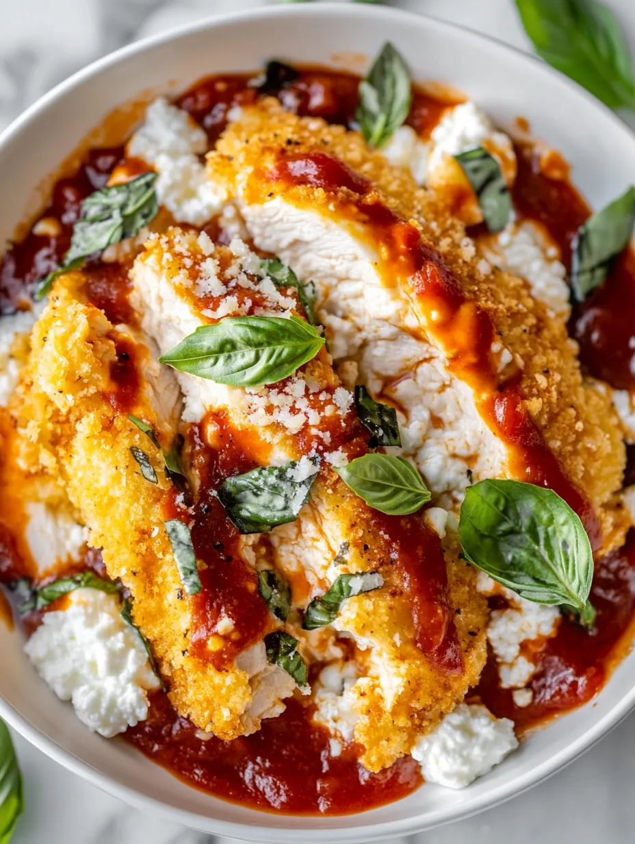 Hähnchen-Parmesan Hüttenkäse Schüssel Rezept