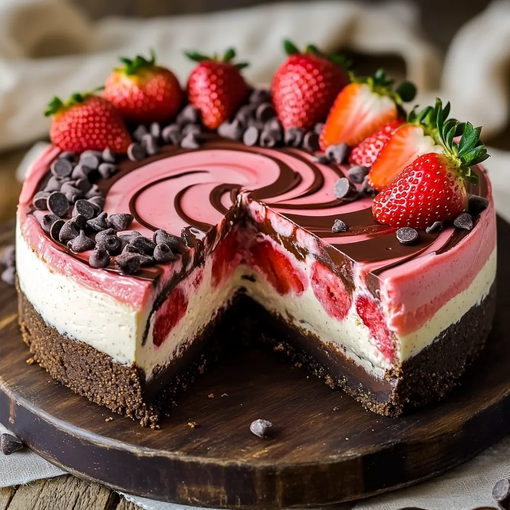 Schokoladen-Erdbeer-Marmor-Käsekuchen