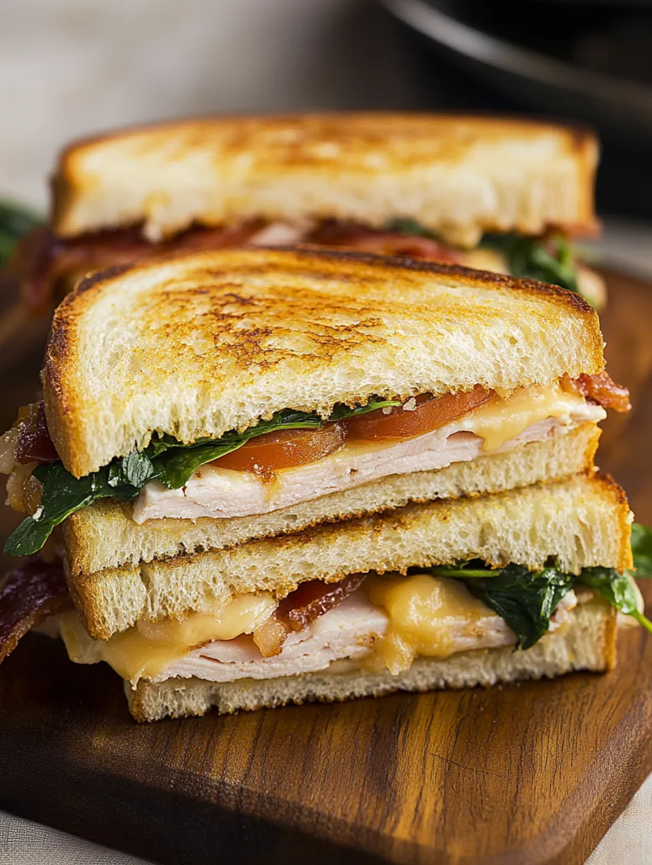 Truthahn-Sandwich mit Cheddar, Spinat und Speck