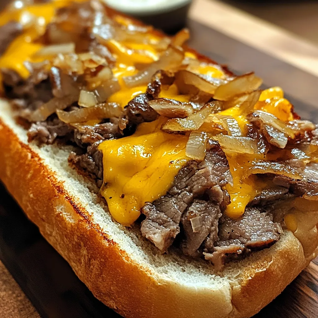 Leckeres Knoblauch-Philly-Cheesesteak-Brot