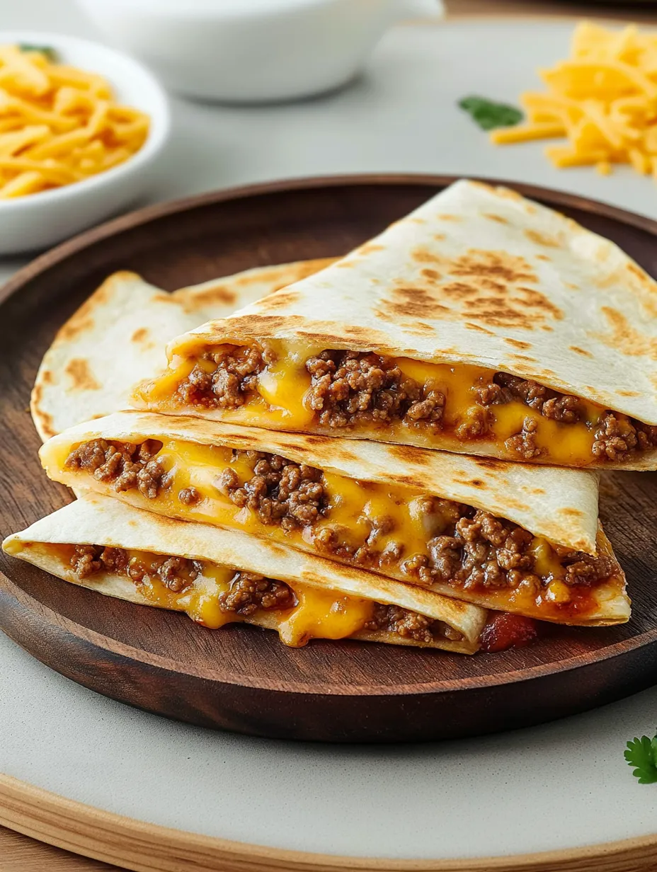 Käsige Rinderhackfleisch-Quesadillas