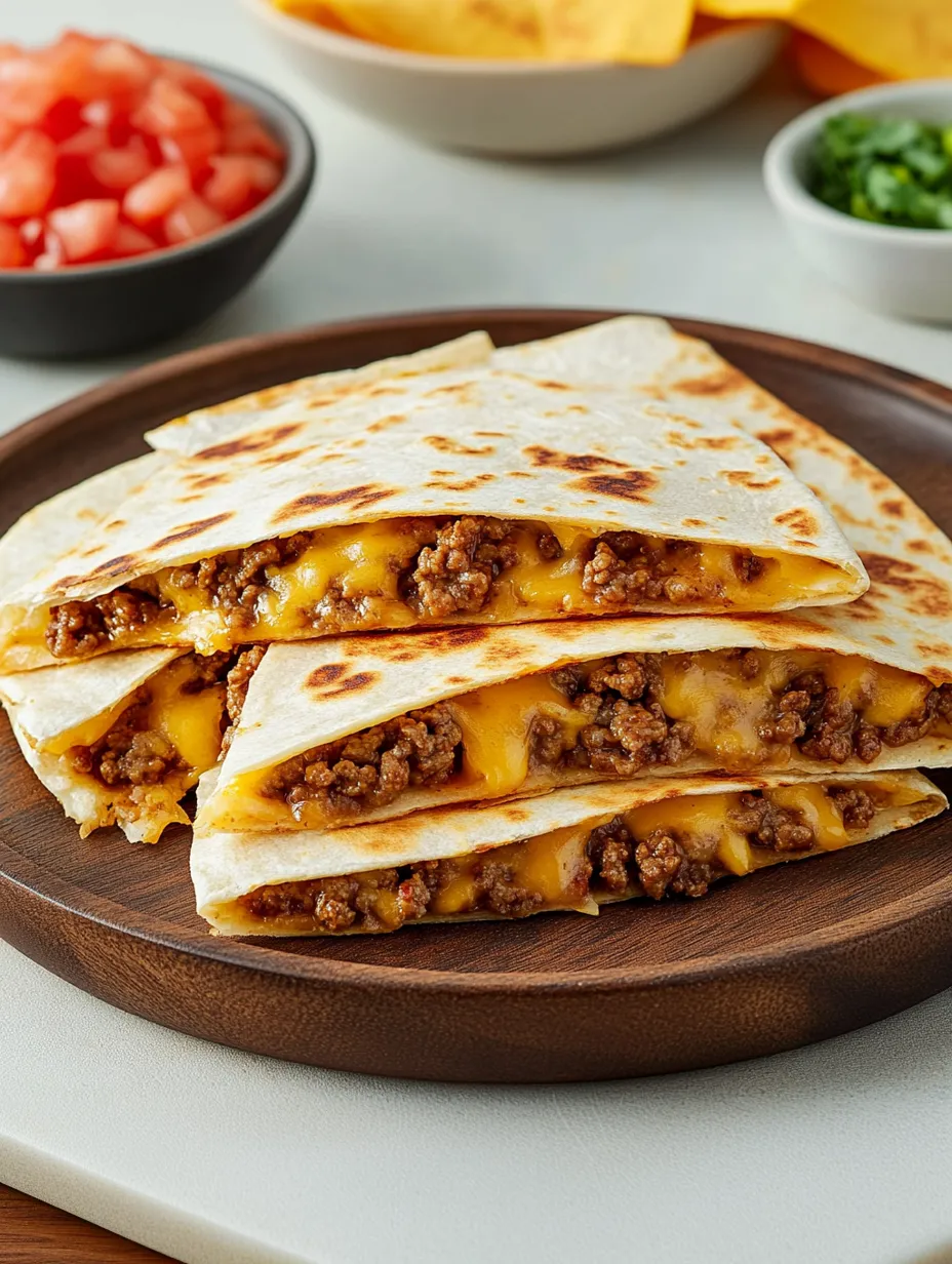 Einfache käsige Hackfleisch-Quesadillas