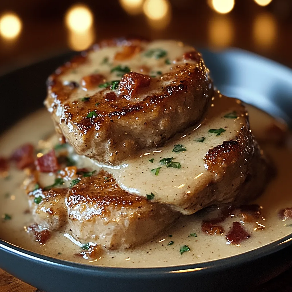 Knusprige Schweinekoteletts mit Bacon-Soße