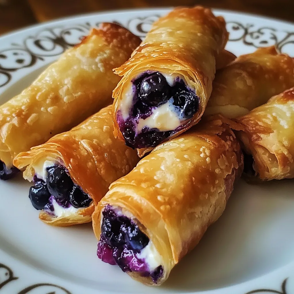 Blaubeer-Frischkäse-Frühlingsrollen aufgeschnitten
