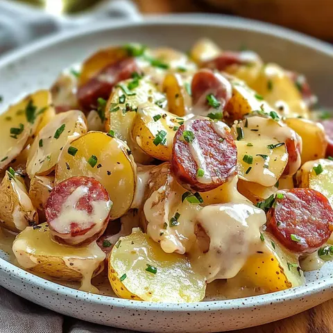 Kartoffeln mit Käse und Wurst