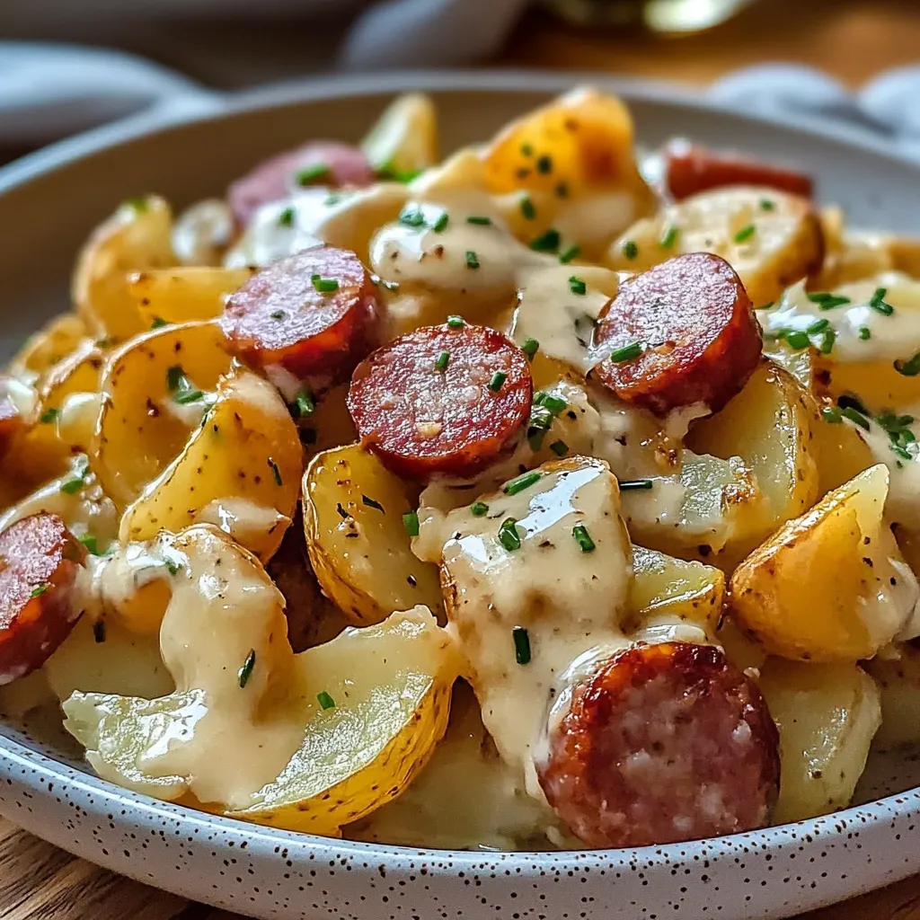 Käsige Ranch-Kartoffeln mit geräucherter Wurst