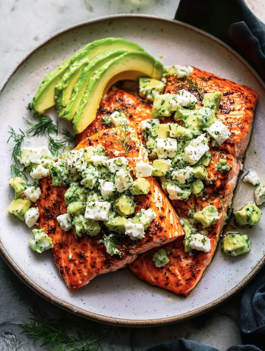 Gebackener Lachs mit Avocado & Feta
