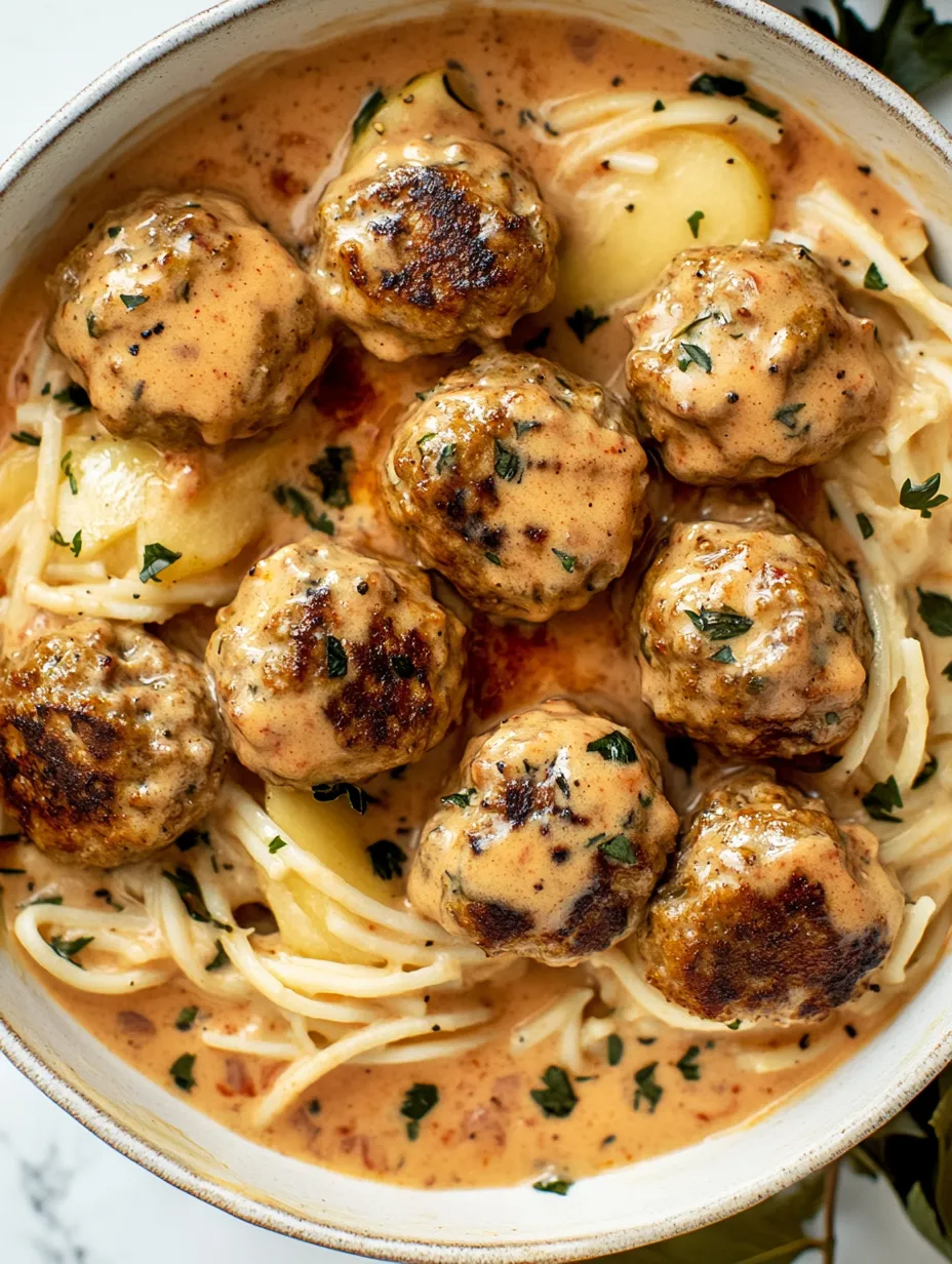 Hausgemachte Schwein-Apfel-Bällchen