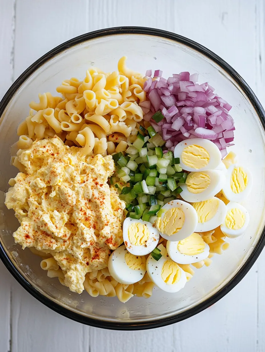 Gefüllte-Eier-Nudelsalat