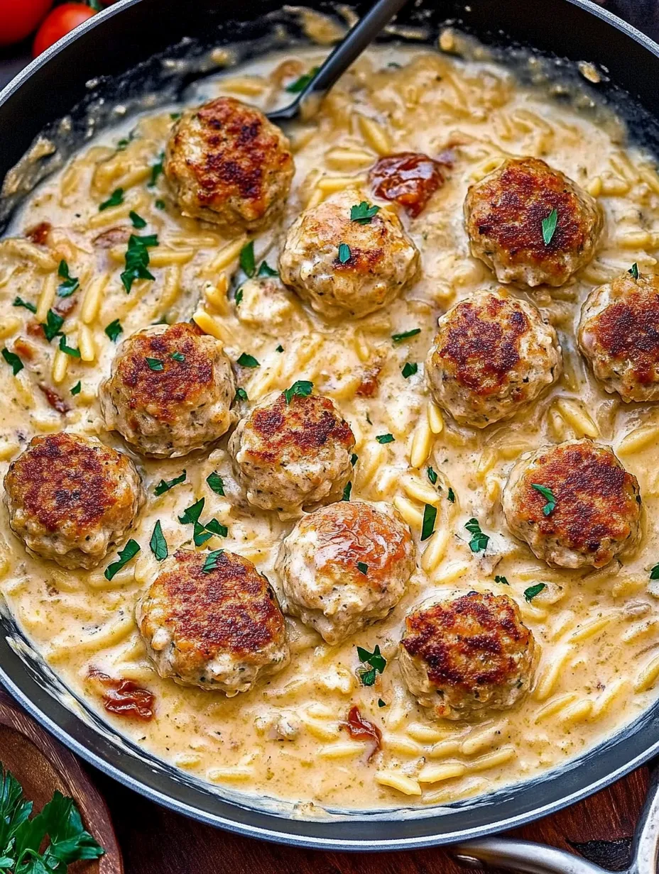 Orzo mit Hähnchenfrikadellen Rezept