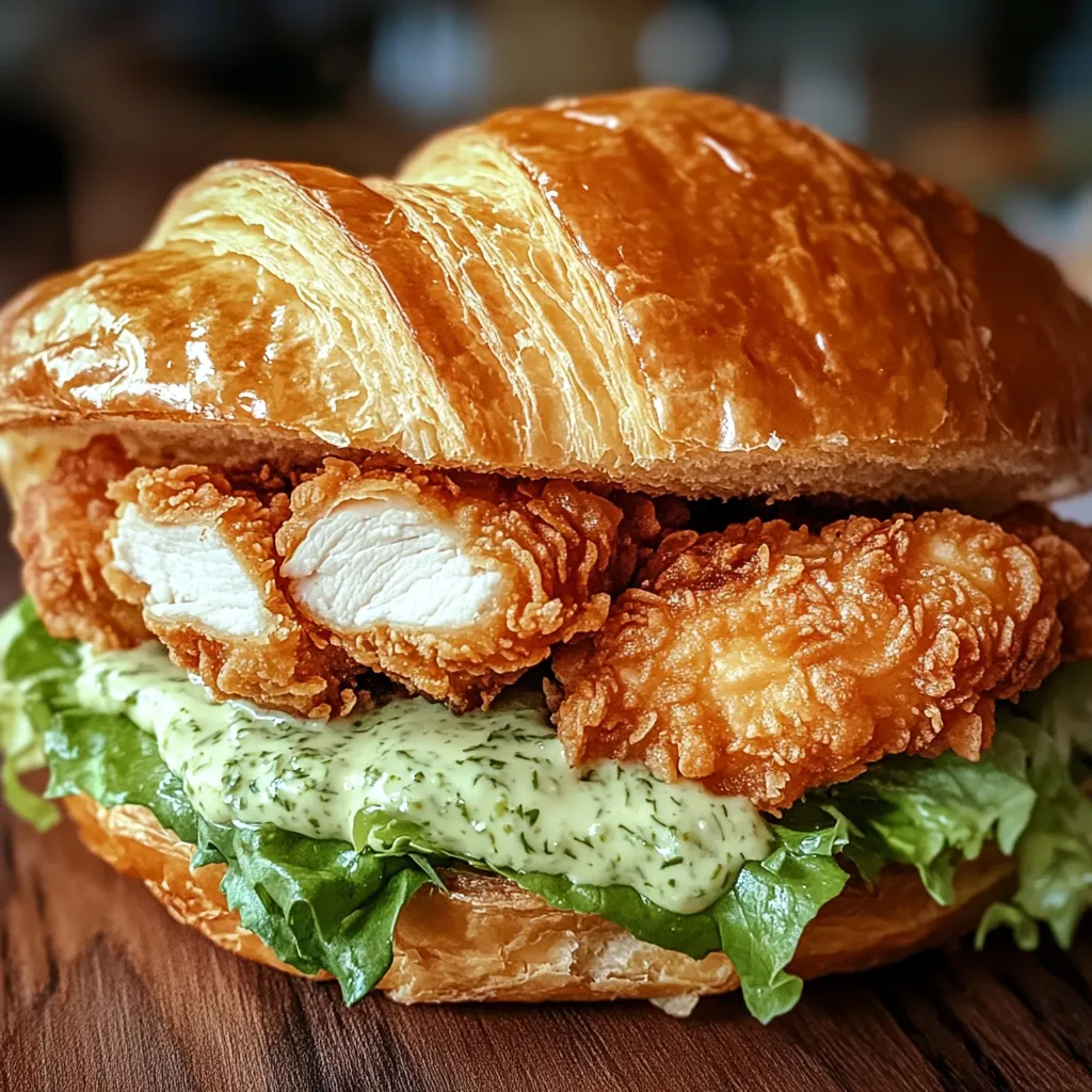 Saftiges Caesar-Hähnchen-Croissant
