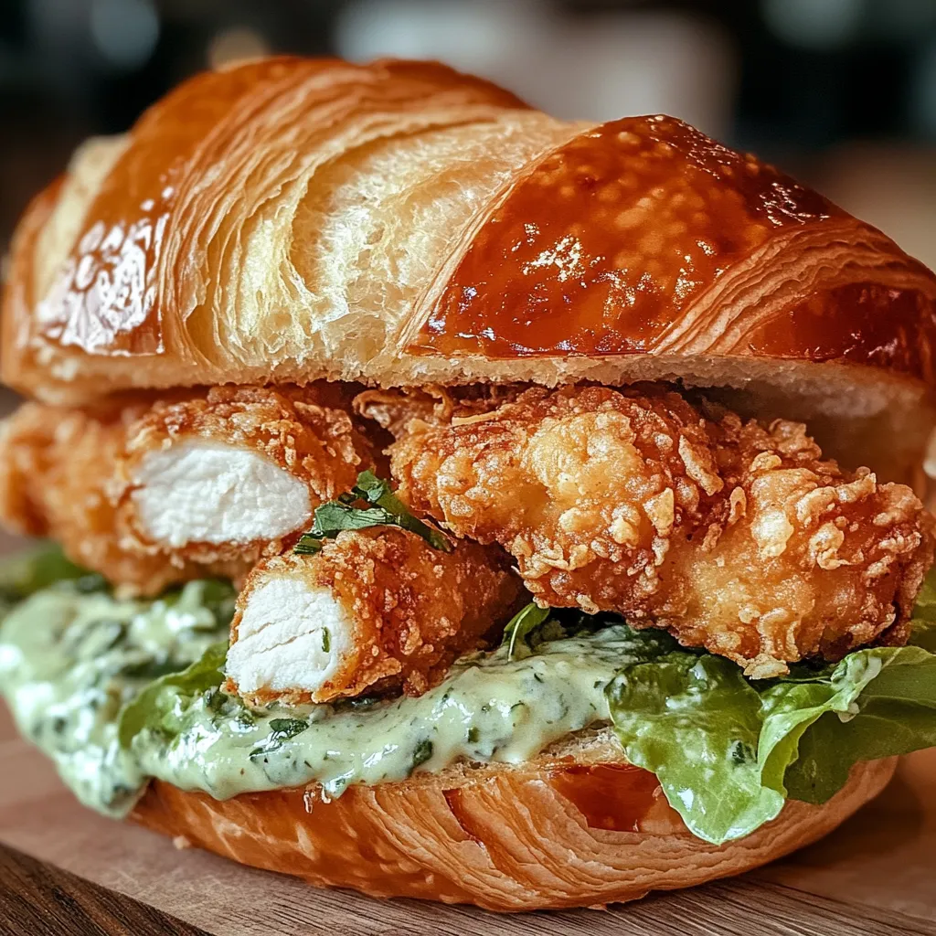 Unkompliziertes Caesar-Croissant mit Hähnchen