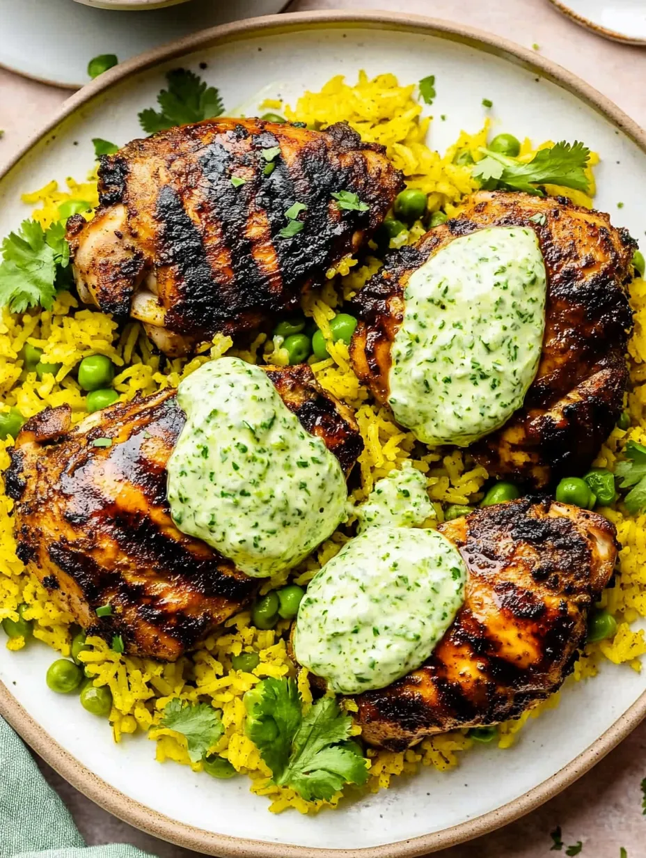 Selbstgemachtes Peruanisches Hähnchen mit Reis und grüner Soße