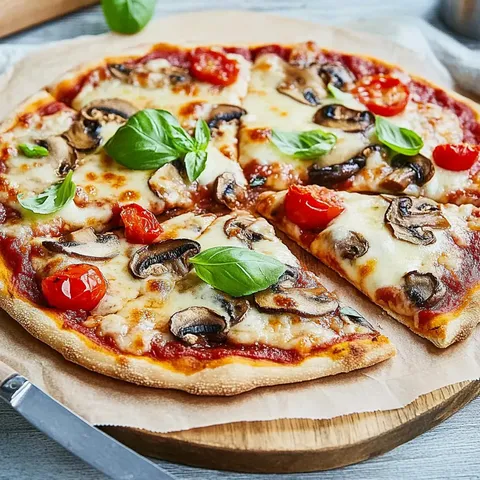 Frische Pizza mit Pilzen