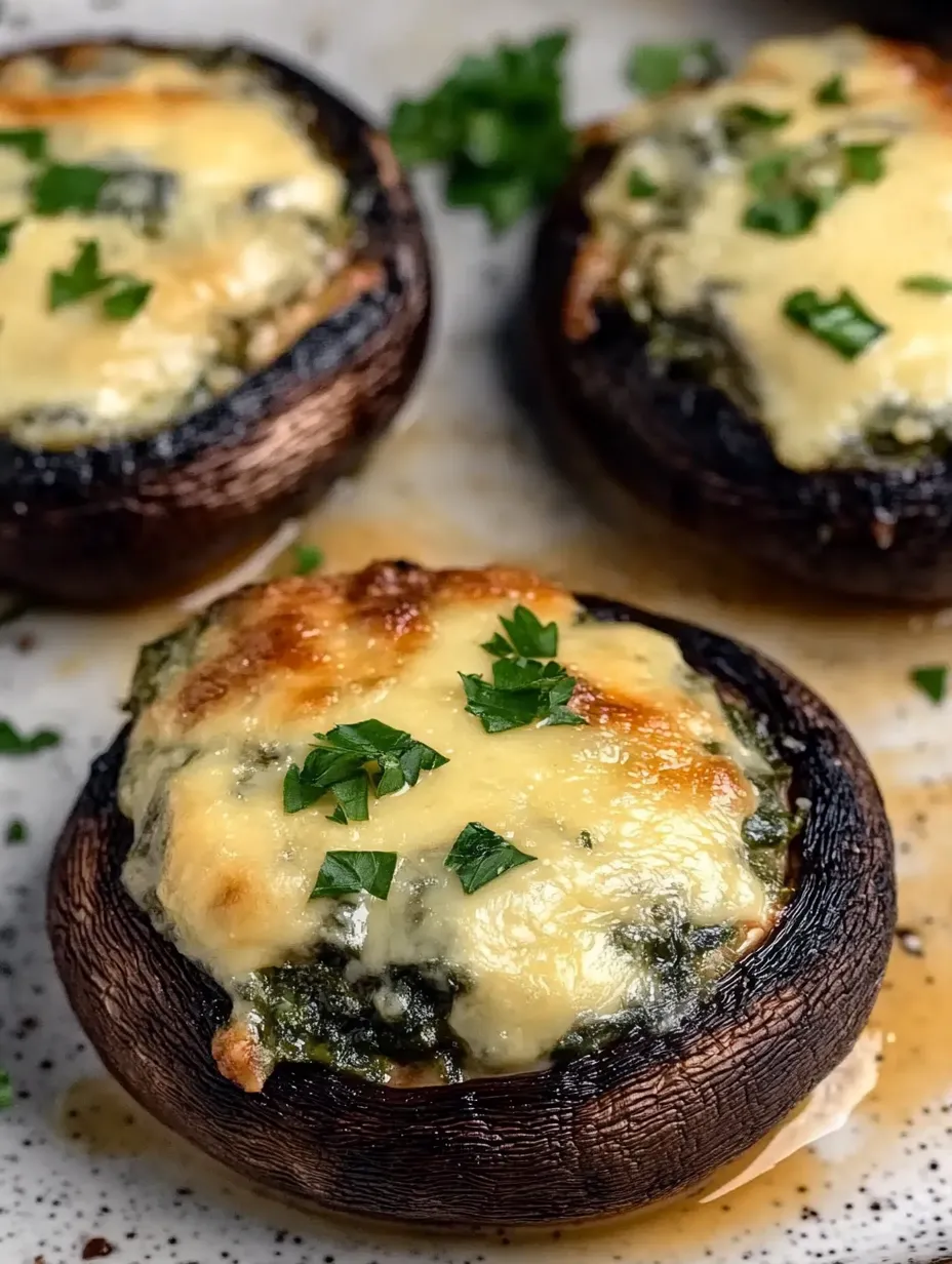 Rezept für Portobello Pilze gefüllt mit Spinat und Käse