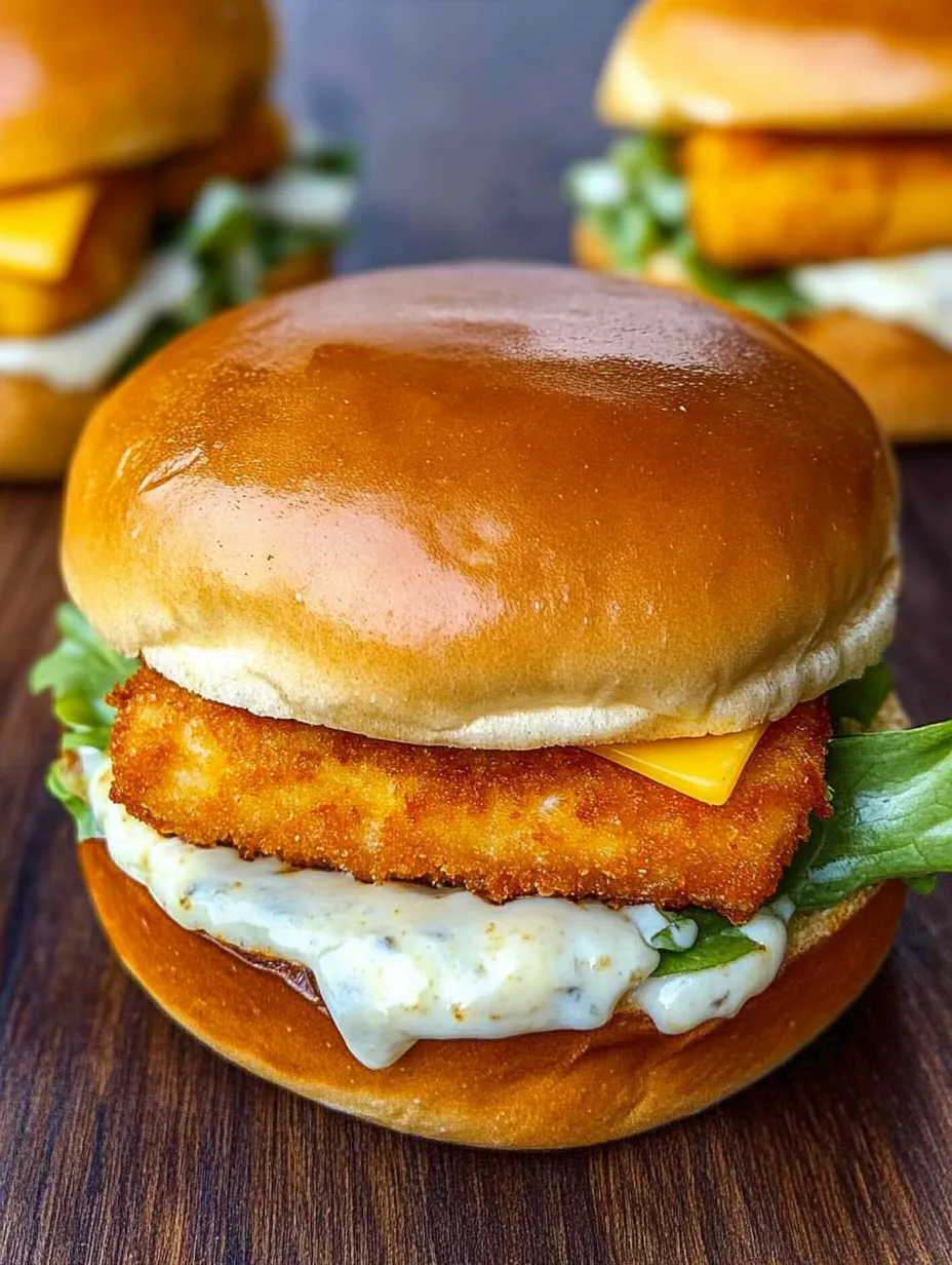 Selbstgemachter Fischburger im Fastfood-Stil