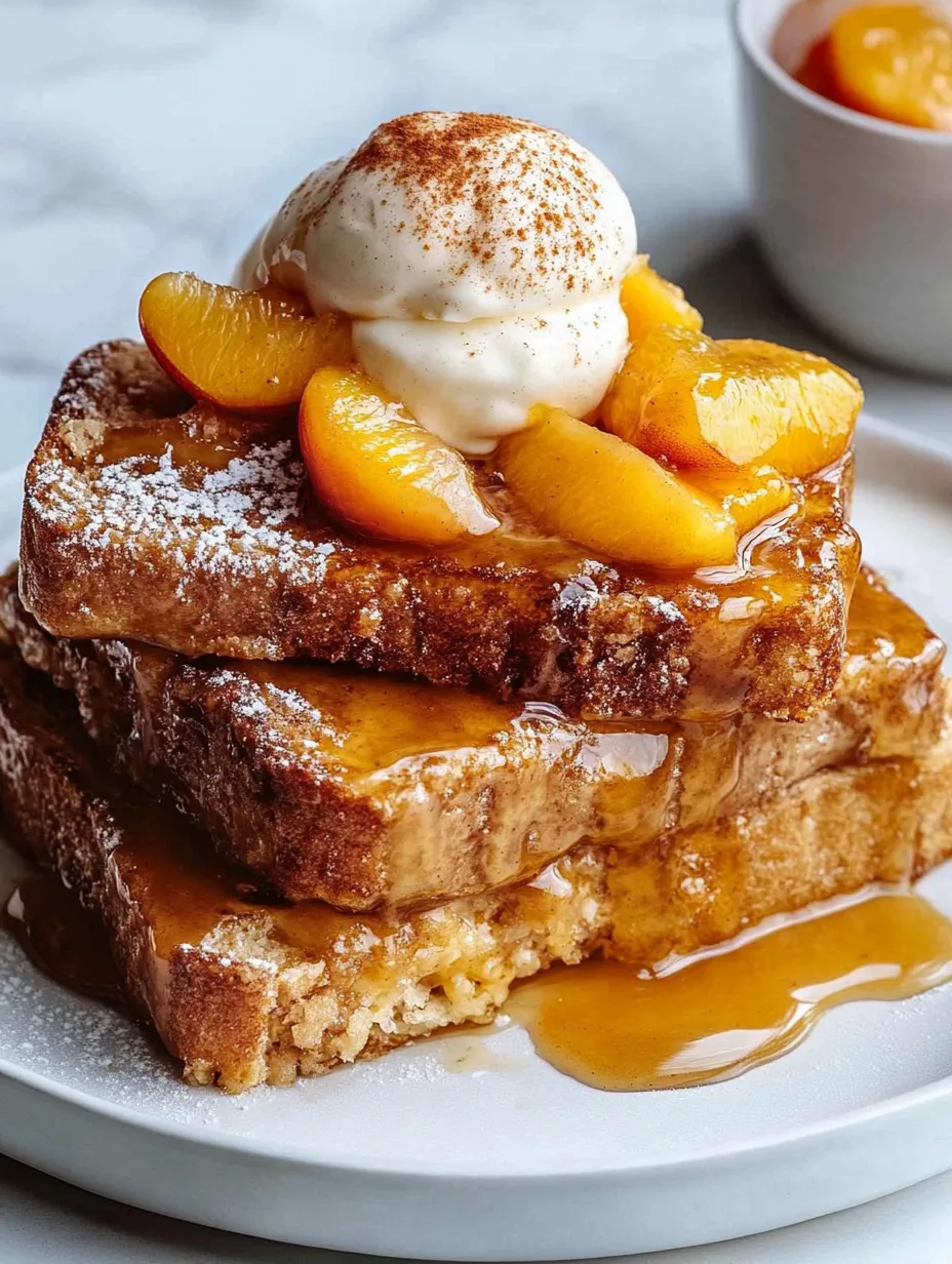 Einfacher French Toast mit Pfirsich-Crumble