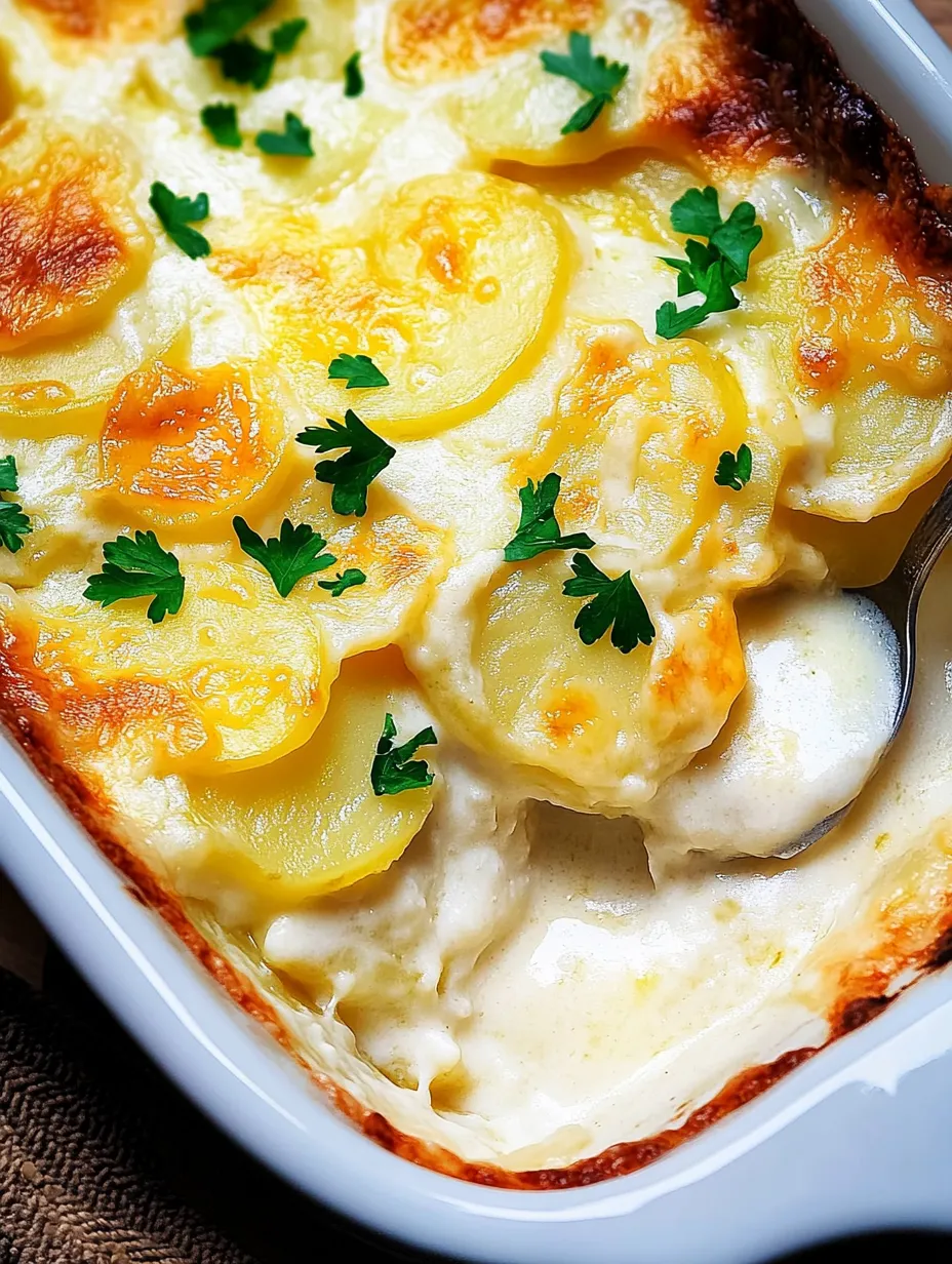 Traditionelles Kartoffelgratin frisch aus dem Ofen