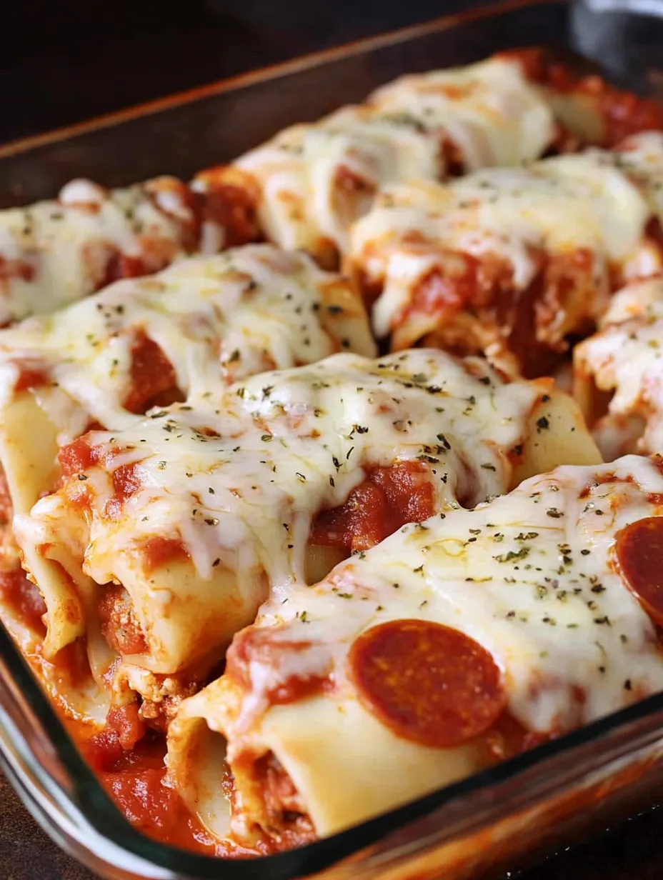 Pepperoni Pizza Lasagne Röllchen Rezept