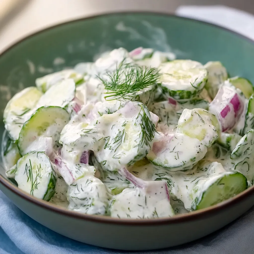 Cremiger Gurkensalat mit saurer Sahne – einfach und lecker