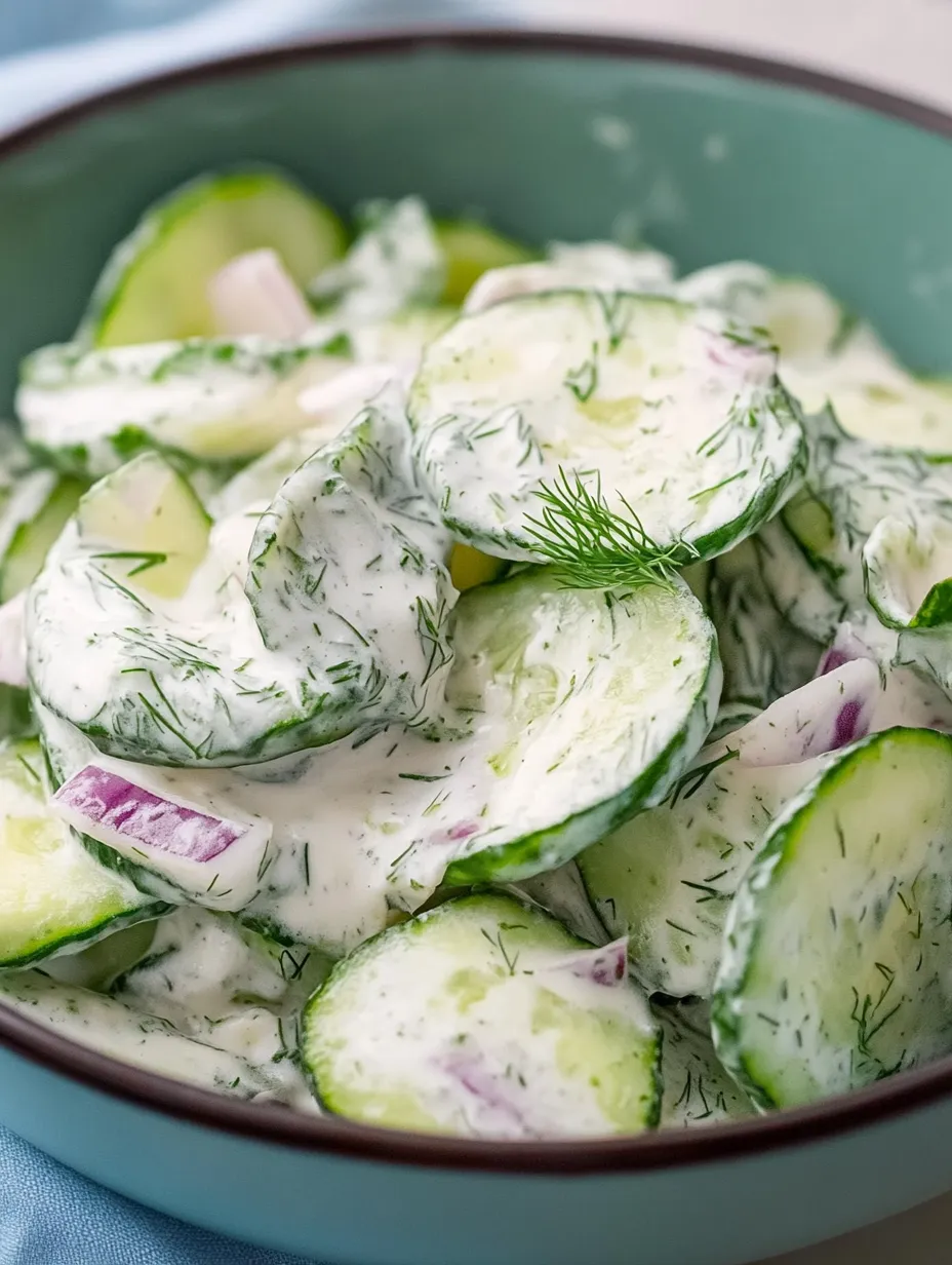 Cremiger Gurkensalat mit saurer Sahne – erfrischend und köstlich