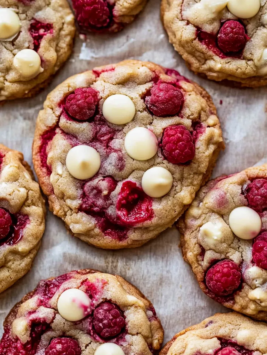 Hausgemachte Himbeeren-Weiße-Schokoladen-Kekse