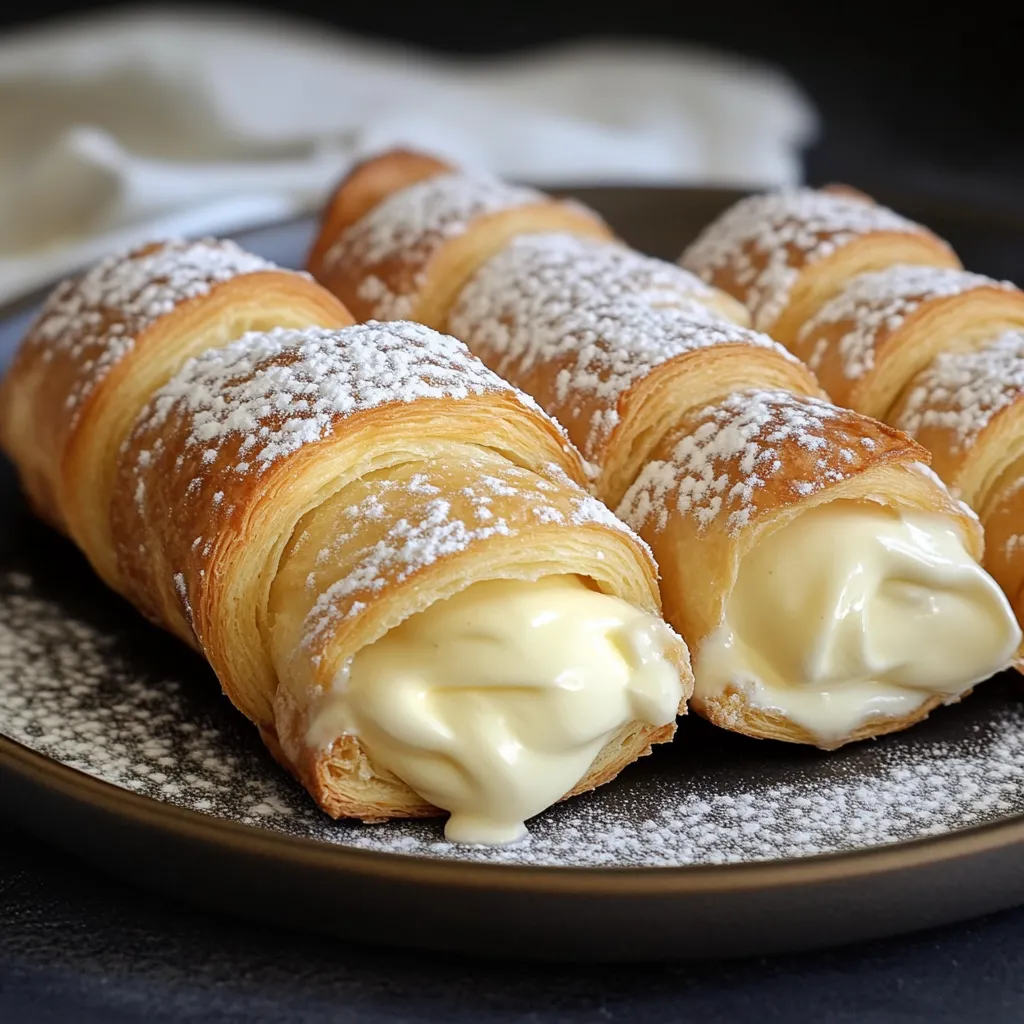 Nahaufnahme italienische Cannoncini mit Cremefüllung