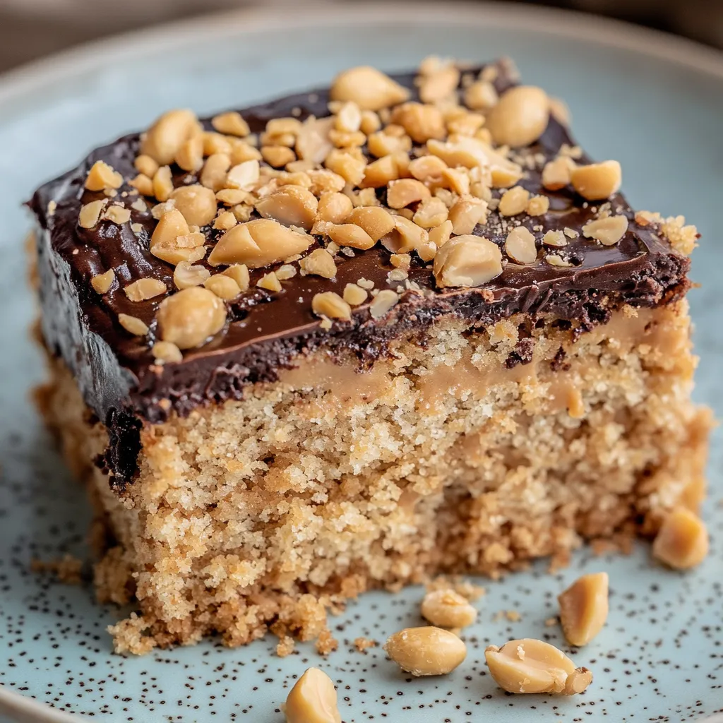 Saftiger Snickers-Kuchen mit Erdnüssen und Schokolade