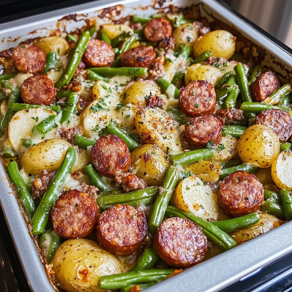 Wurst Bohnen Kartoffel Auflauf