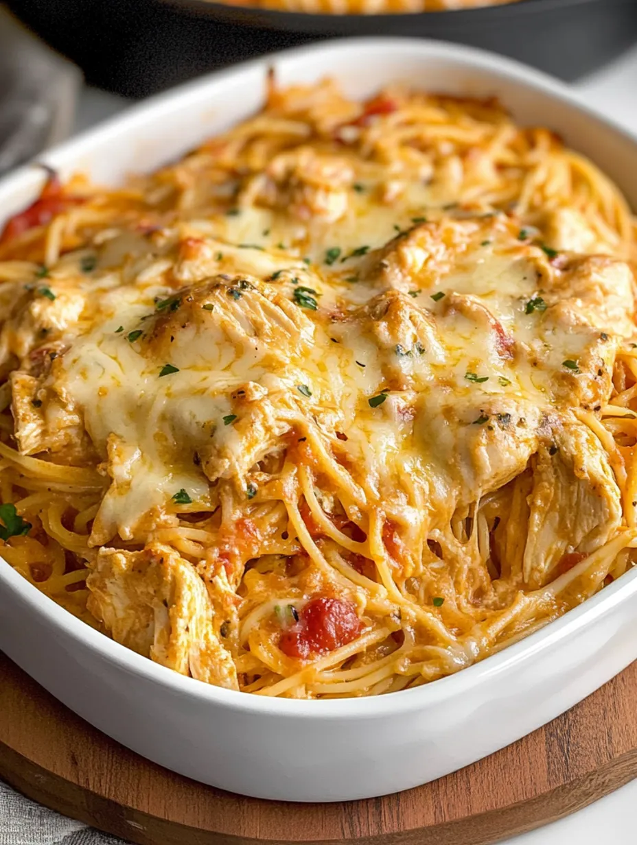 Käsige Hähnchen-Spaghetti mit Rotel-Tomaten