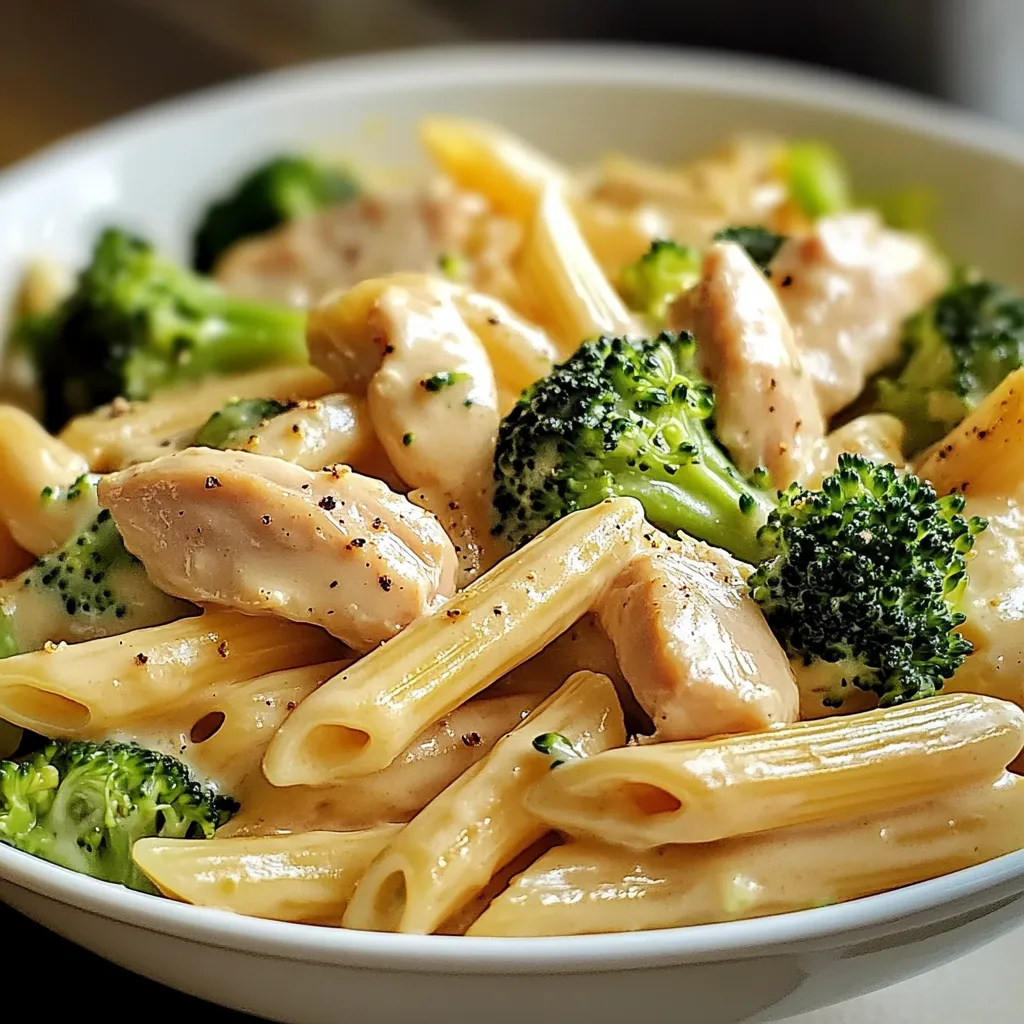 Fixe cremige Brokkoli-Hähnchen-Penne